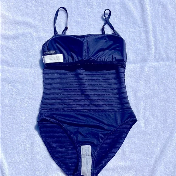 La Blanca Fluid Lines One Piece Swimsuit - NWOT Indigo Blue - Picture 10 of 13